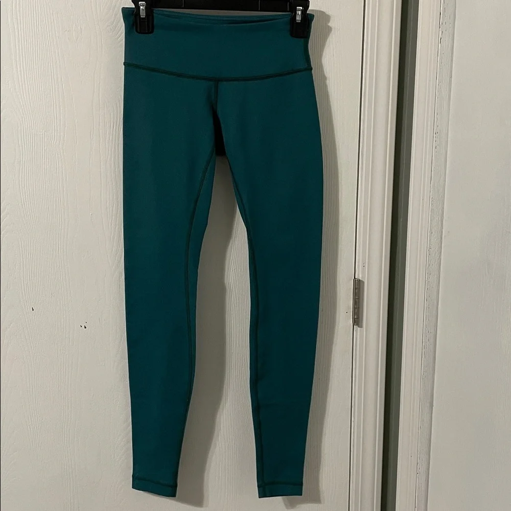 Lululemon Women's Wunder Under Tight 28” Teal Green Leggings Size 4